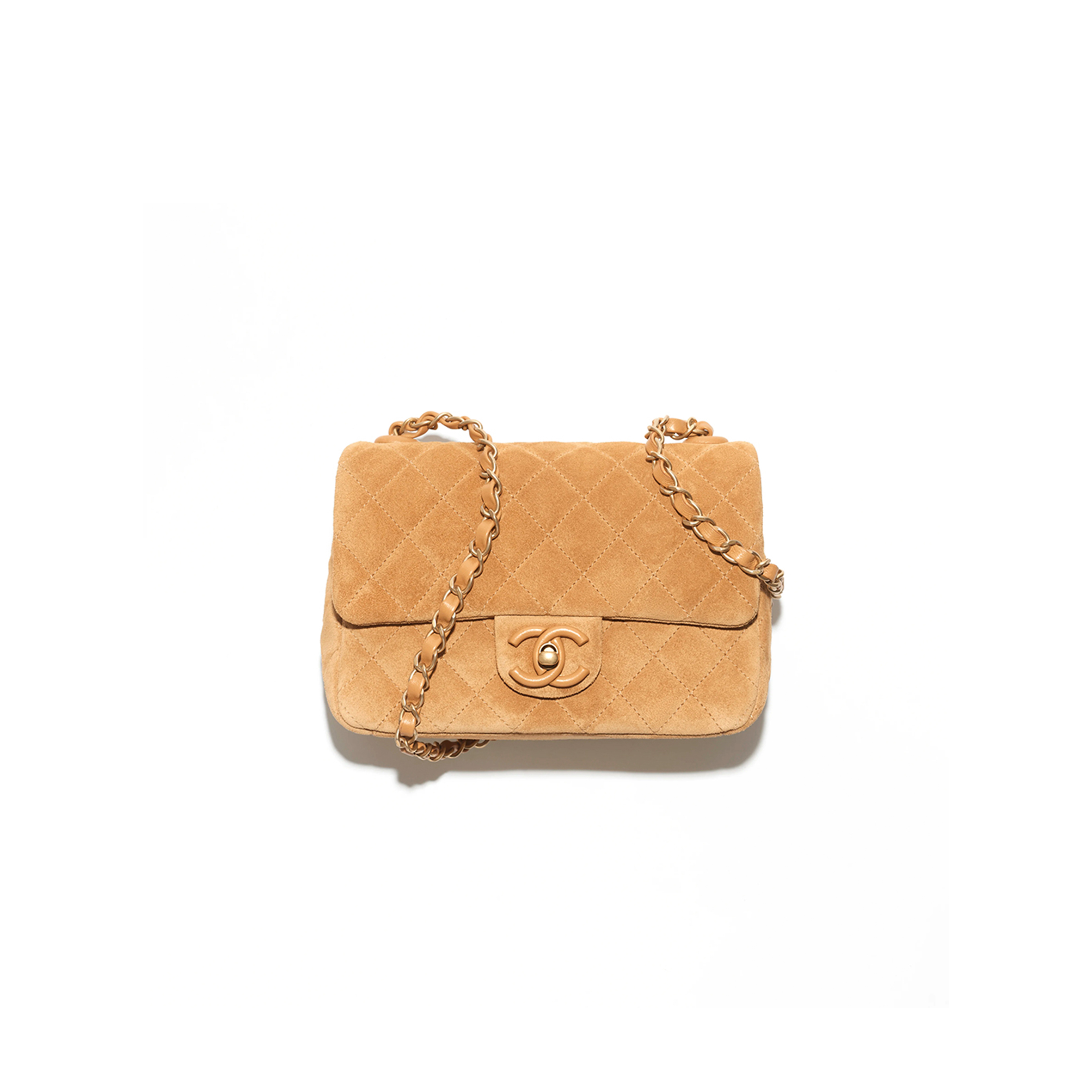 CHANEL FLAP BAG SUEDE CALFSKIN, LAMBSKIN & GOLD-TONE METAL DARK BEIGE AS5987 (26*18*7cm) CHANEL FLAP BAG SUEDE CALFSKIN, LAMBSKIN & GOLD-TONE METAL DARK BEIGE AS5987 (26*18*7cm)